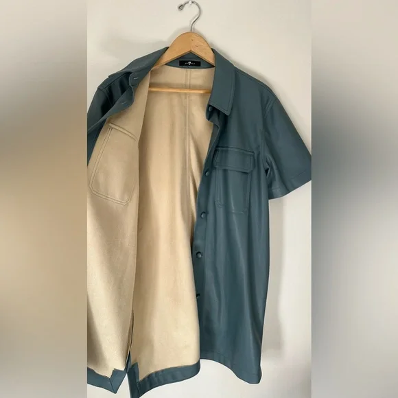 7 For All Mankind Faux Leather Button-Down Shirt Dress Tuckernuck - Picture 4 of 8